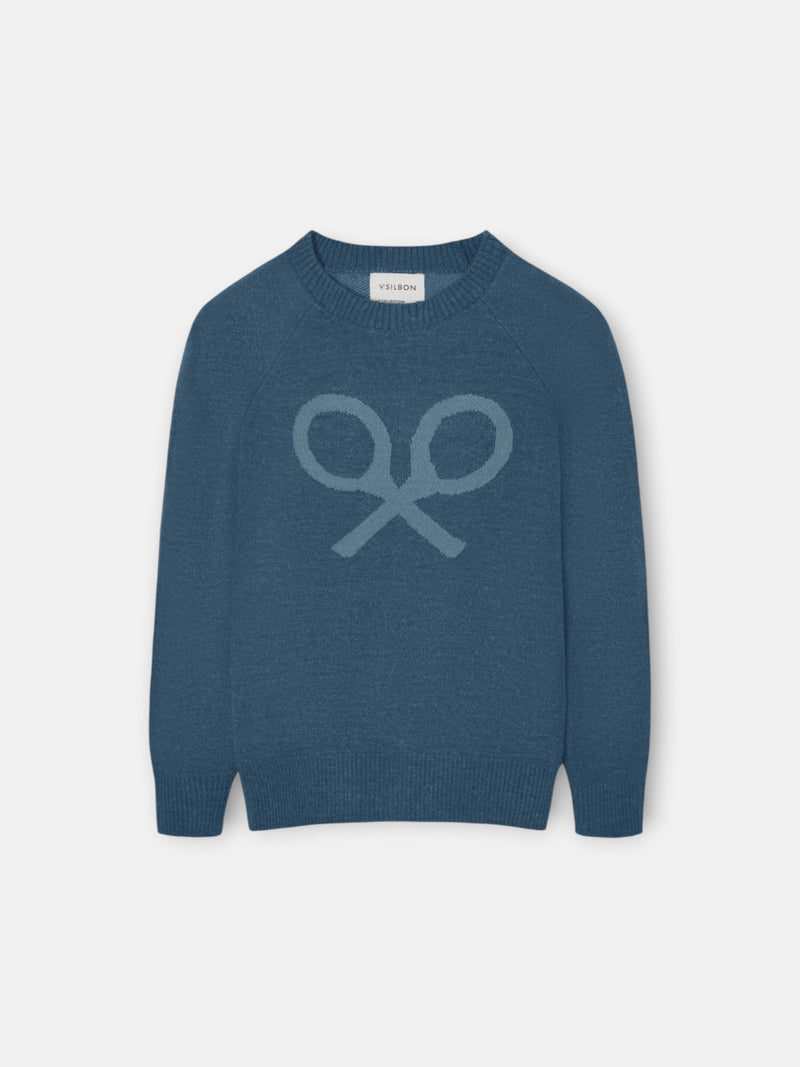 Kids' blue half-zip racket sweater