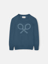 Kids' blue half-zip racket sweater