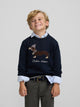 Pull enfant chien marine