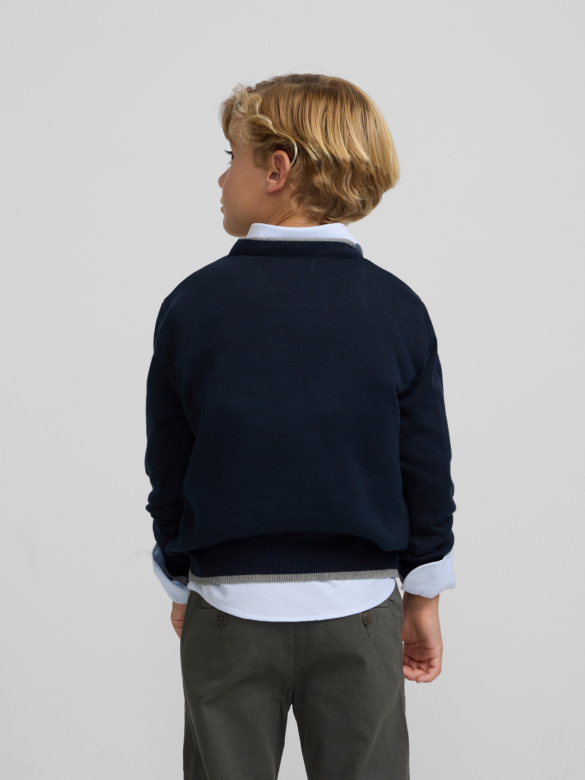 Pull enfant chien marine