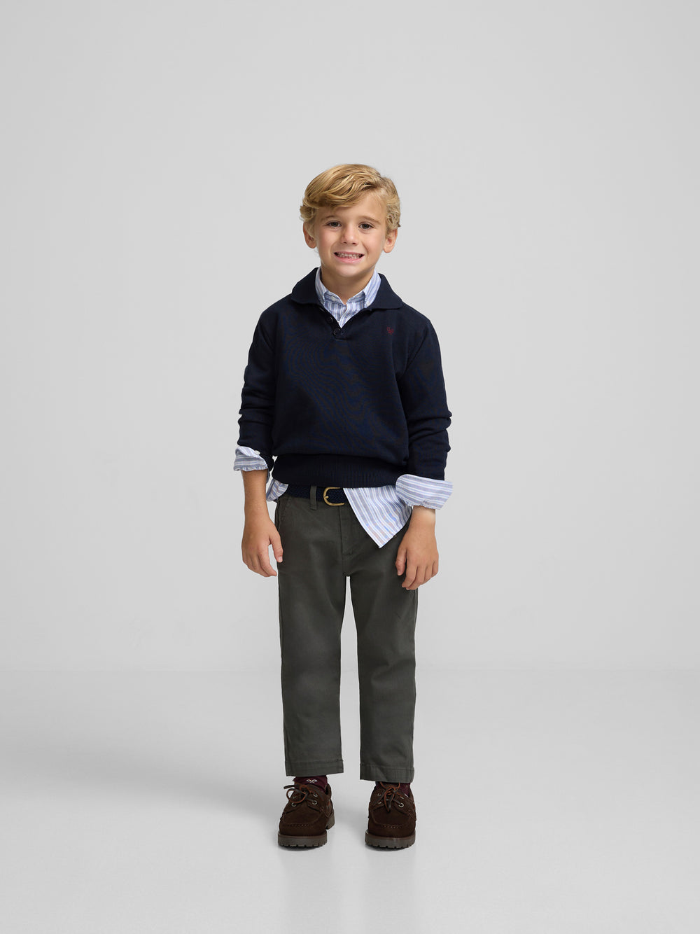 Pull enfant col polo marine
