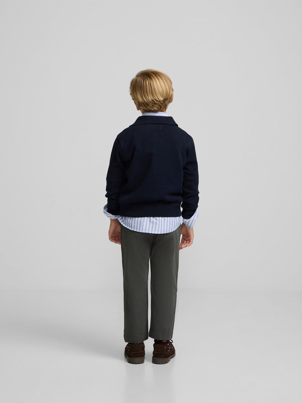Pull enfant col polo marine