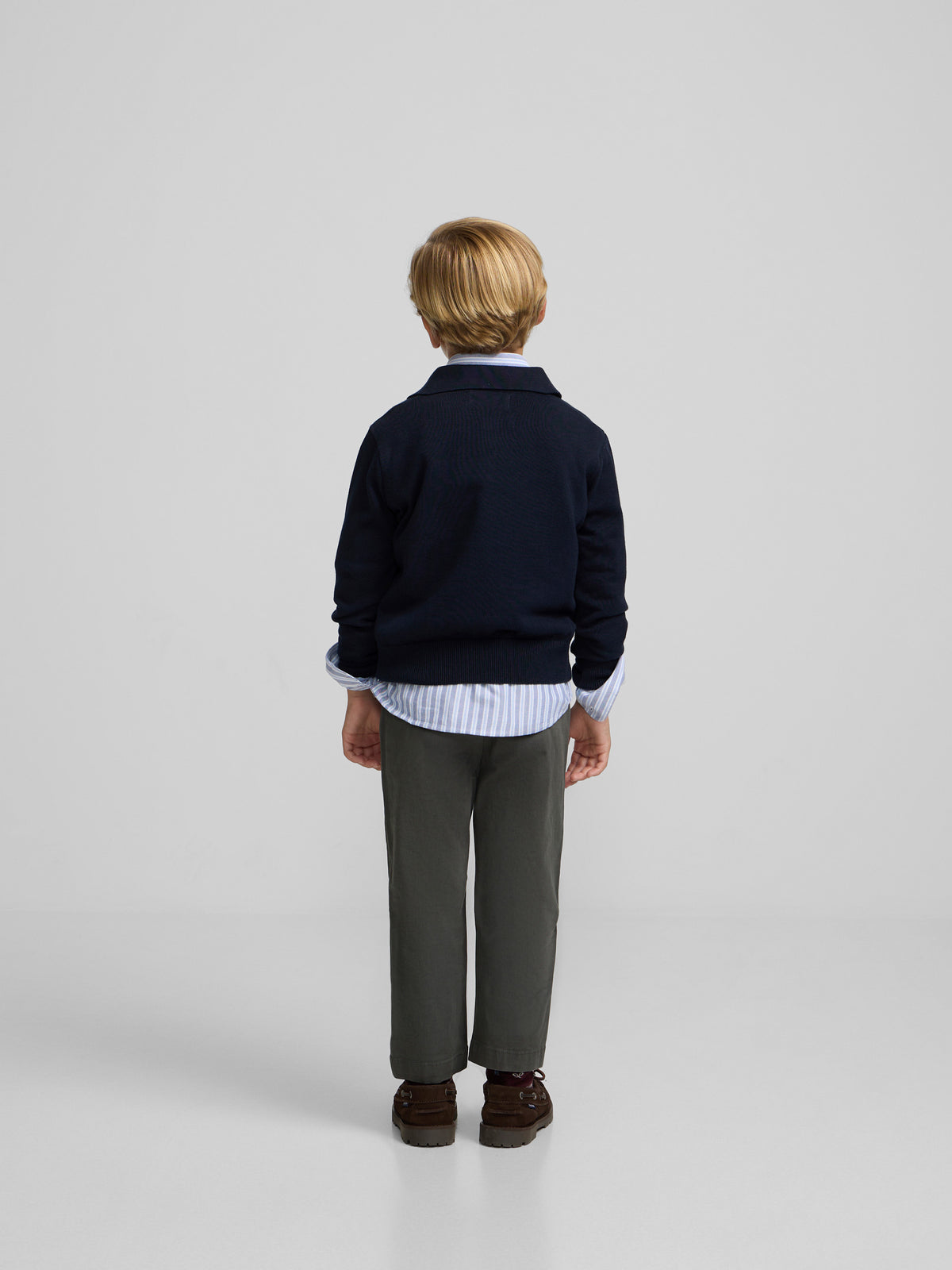 Pull enfant col polo marine