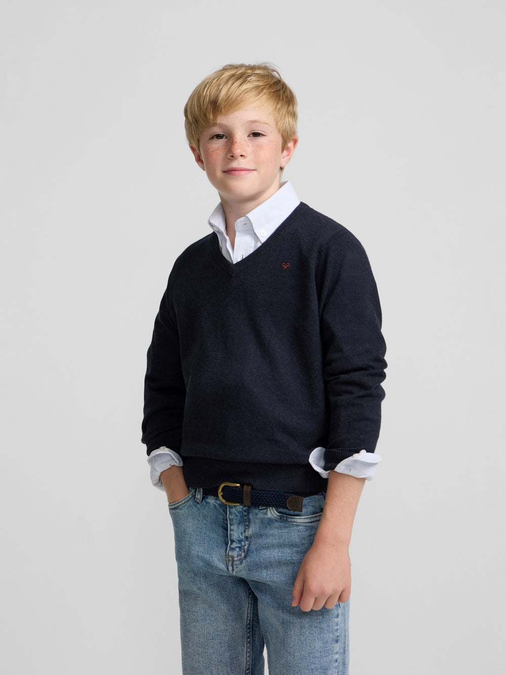 Jersey kids cuello pico marino