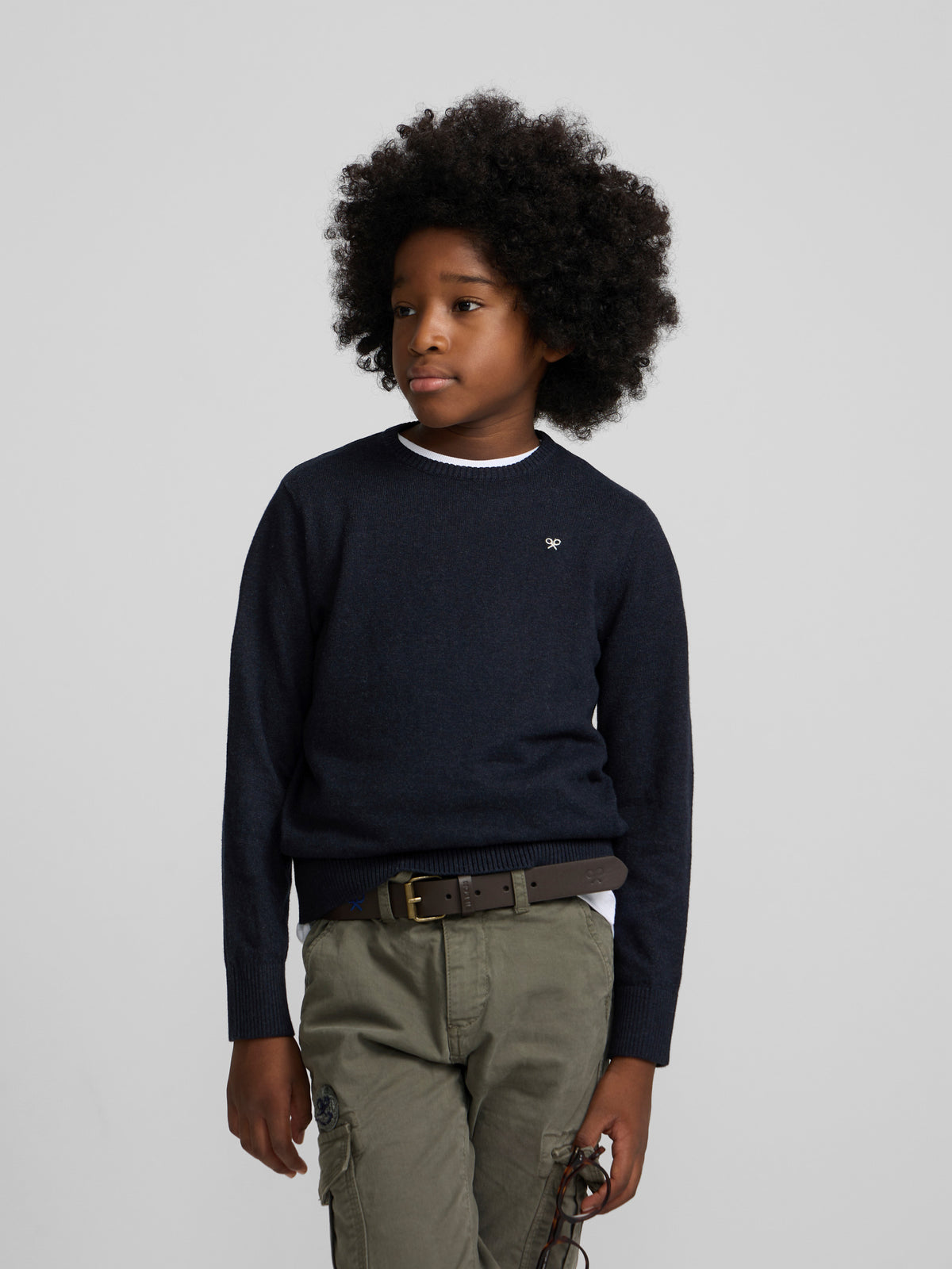 Navy blue knit kids sweater