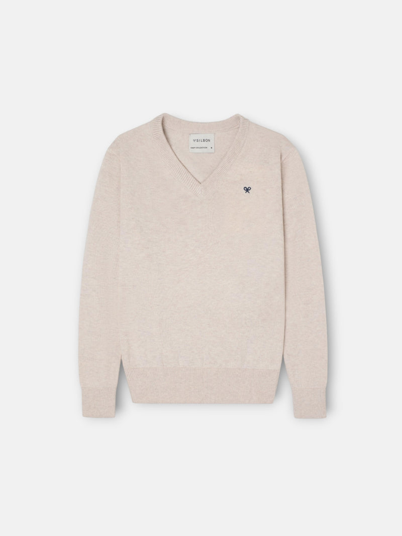 Jersey de criança decote em bico creme