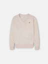 Kids' cream V-neck sweater