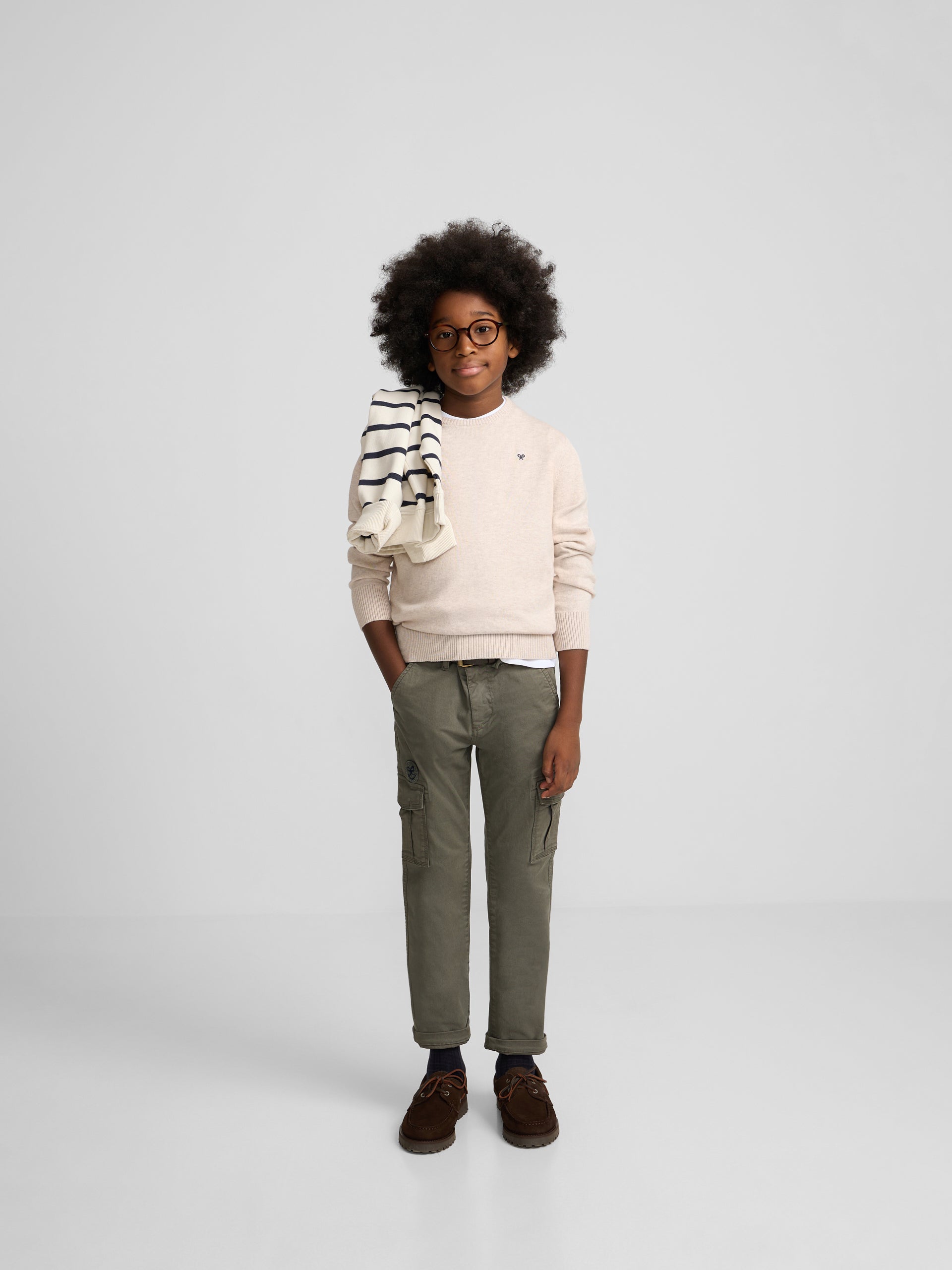 Jersey kids cuello redondo crema
