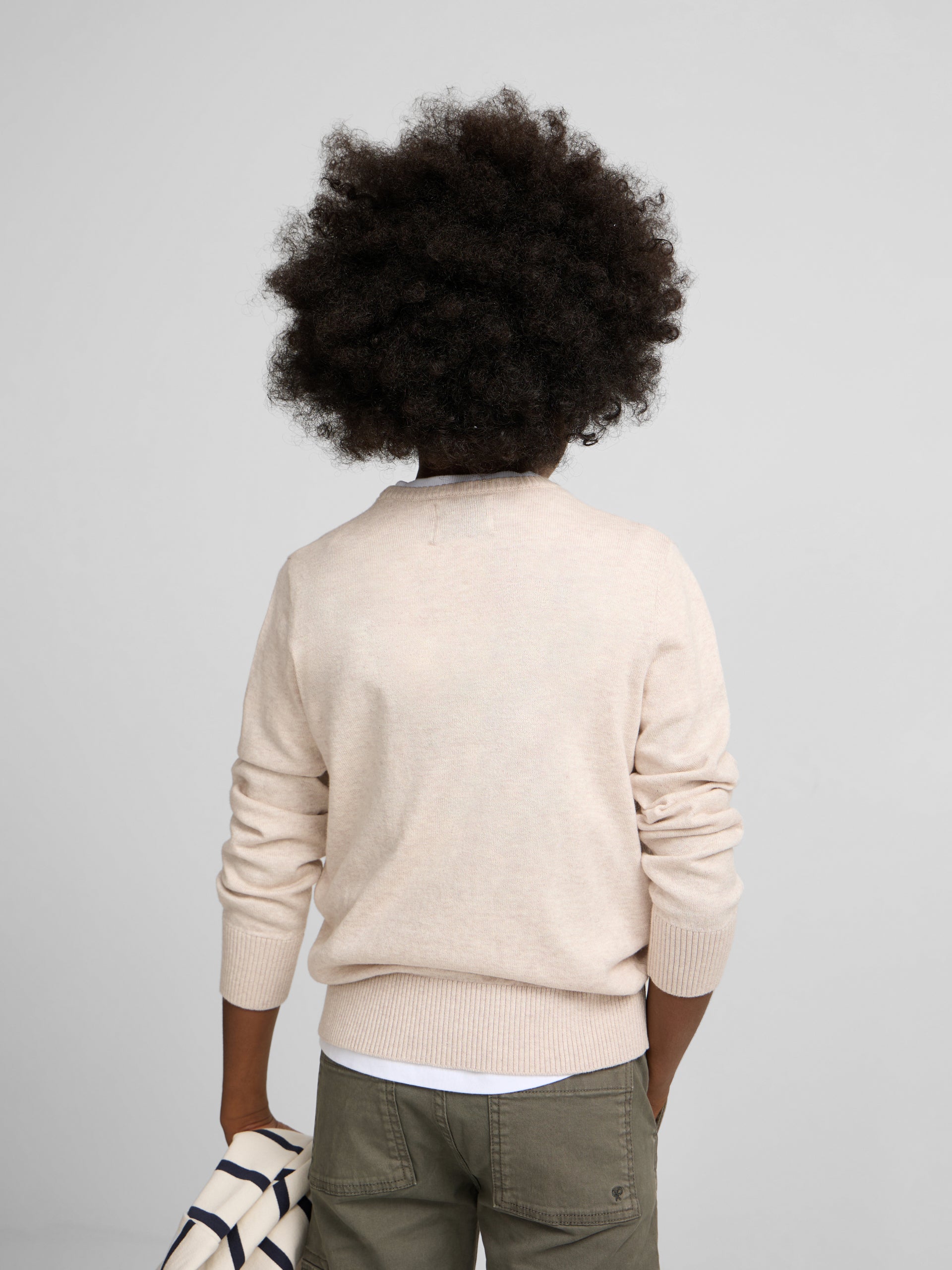 Jersey kids cuello redondo crema