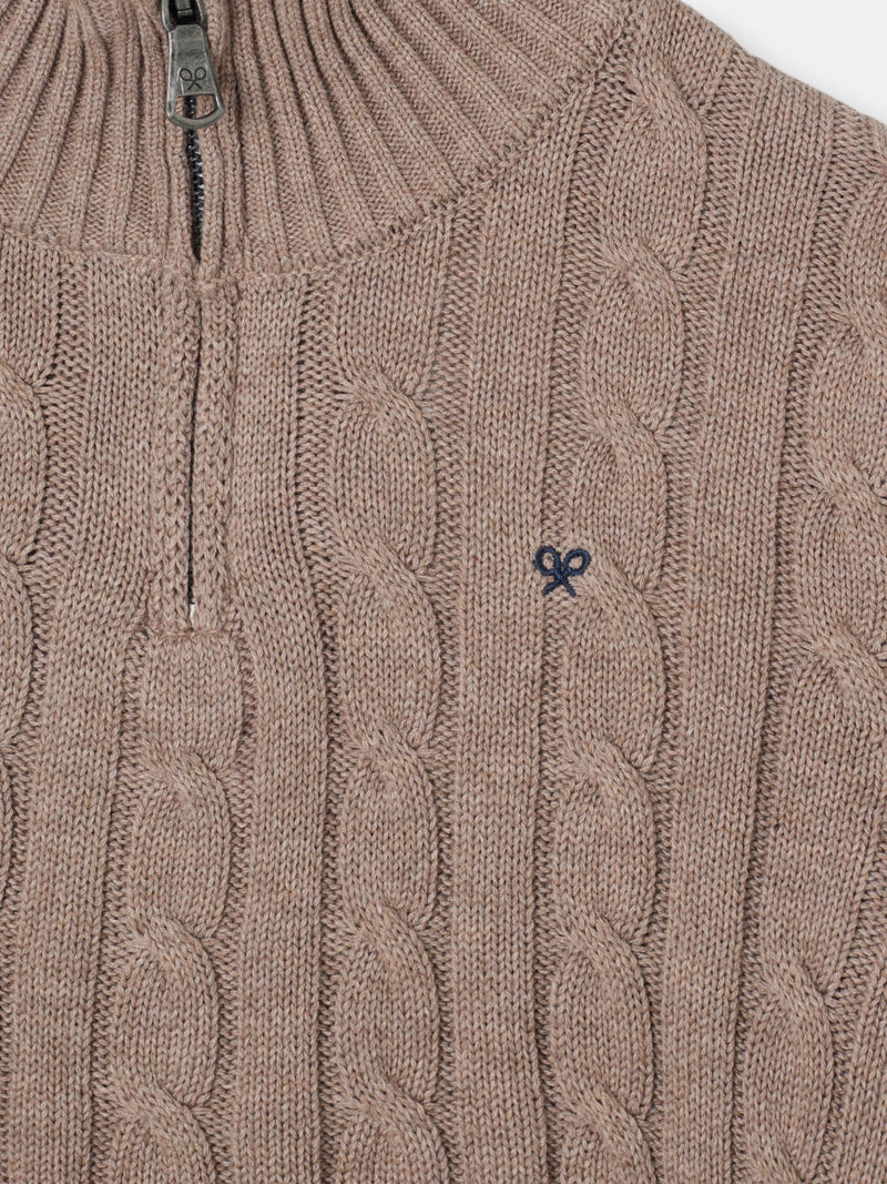 Jersey kids media cremallera ochos marron claro