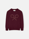 Kids burgundy half racket sweater