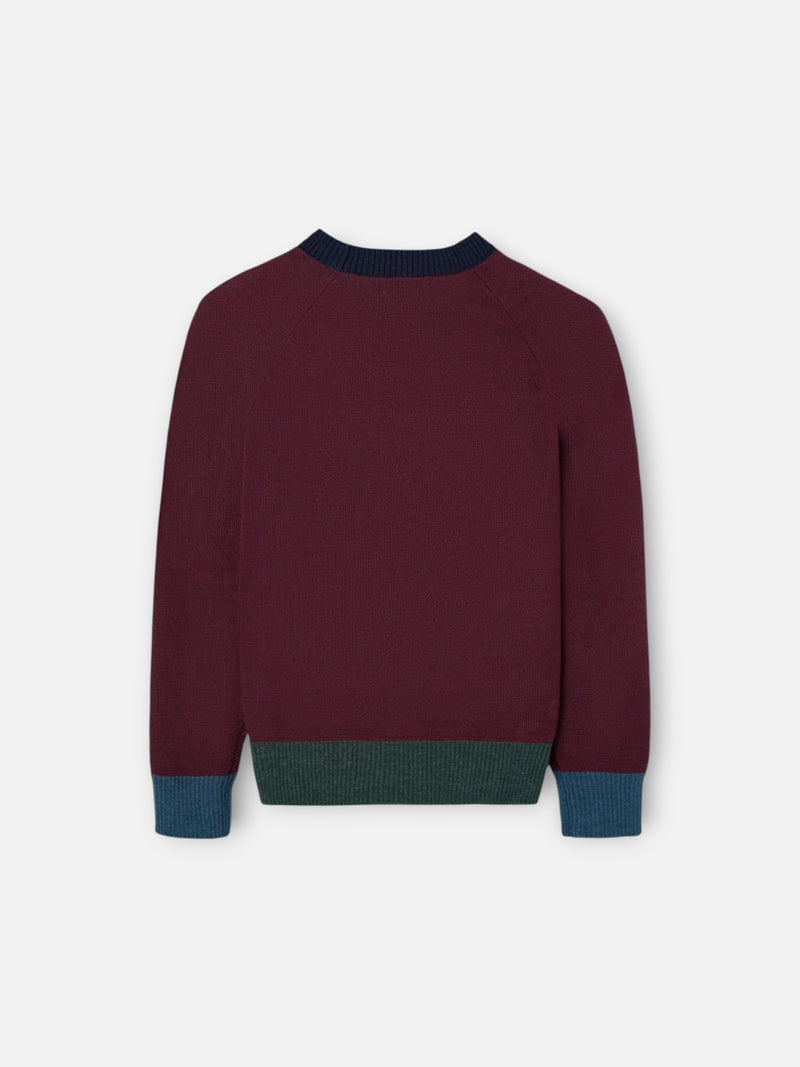 Pull enfant détails couleurs bordeaux