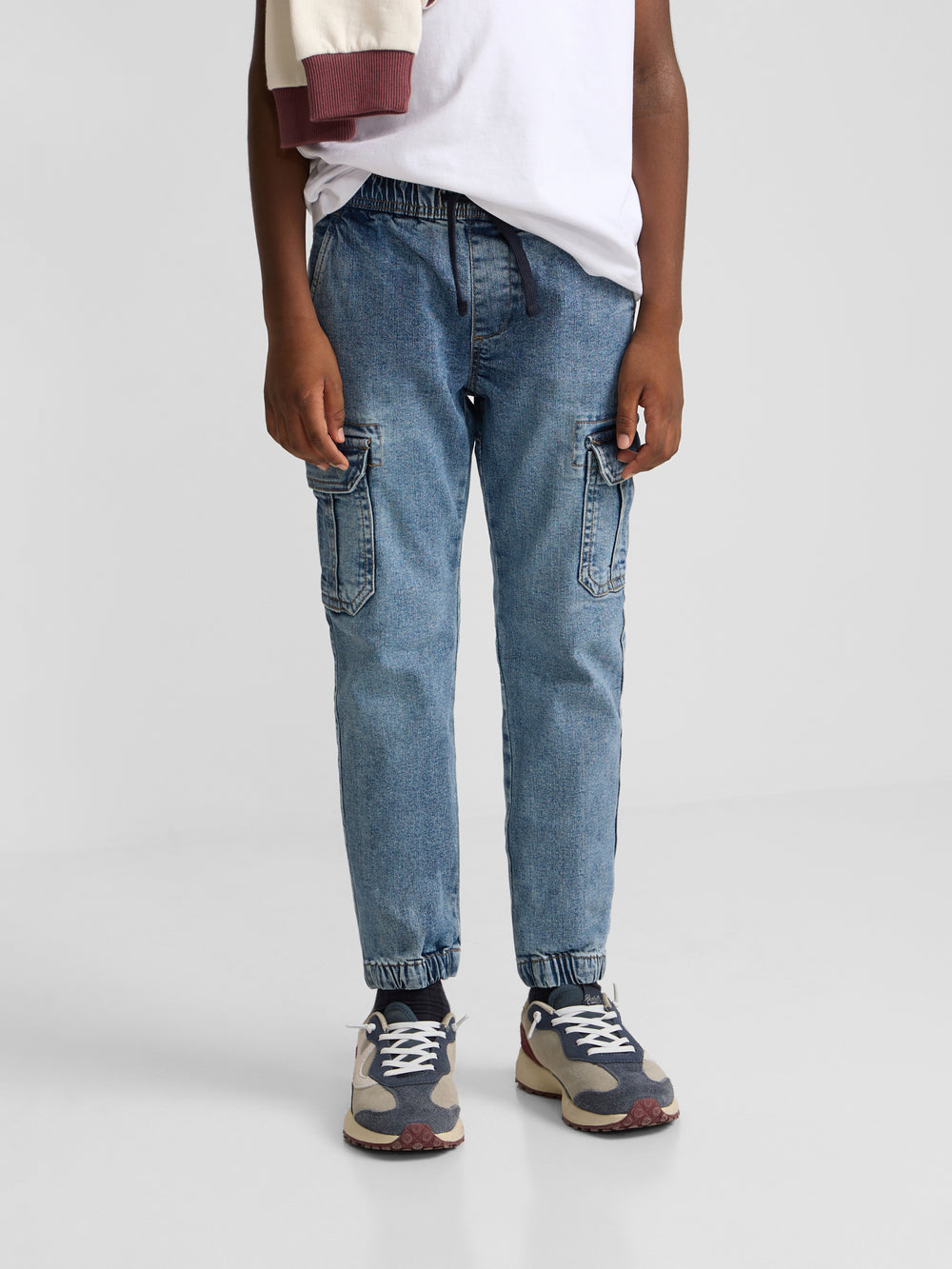 Calças desportivas de criança jogger denim azul