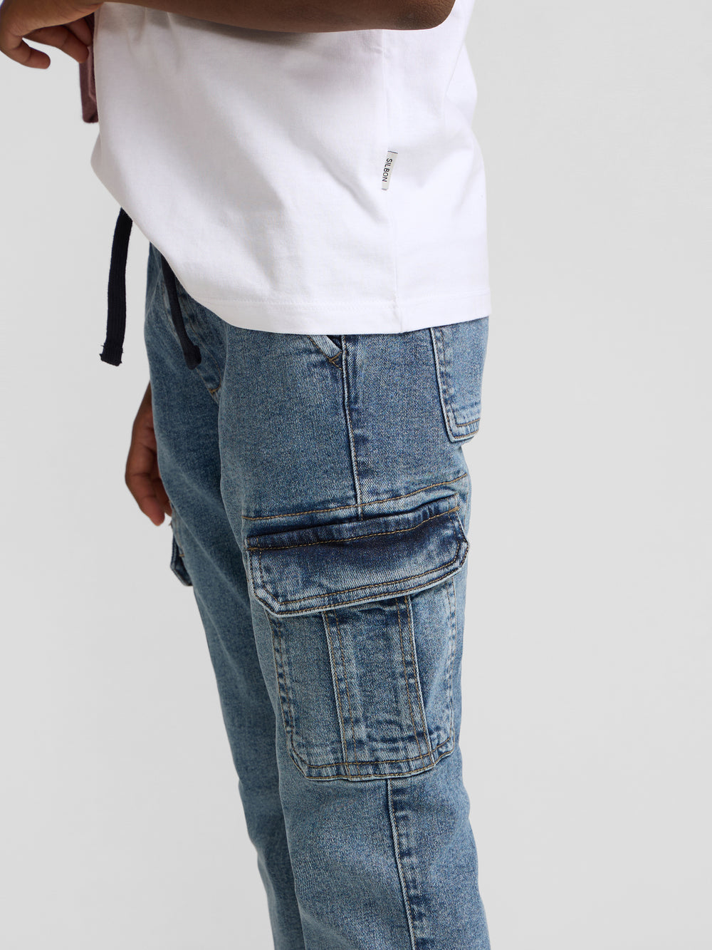 Calças desportivas de criança jogger denim azul