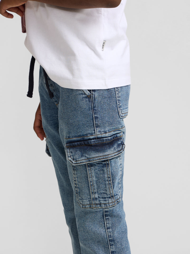 Pantalon sport kids jogger denim azul
