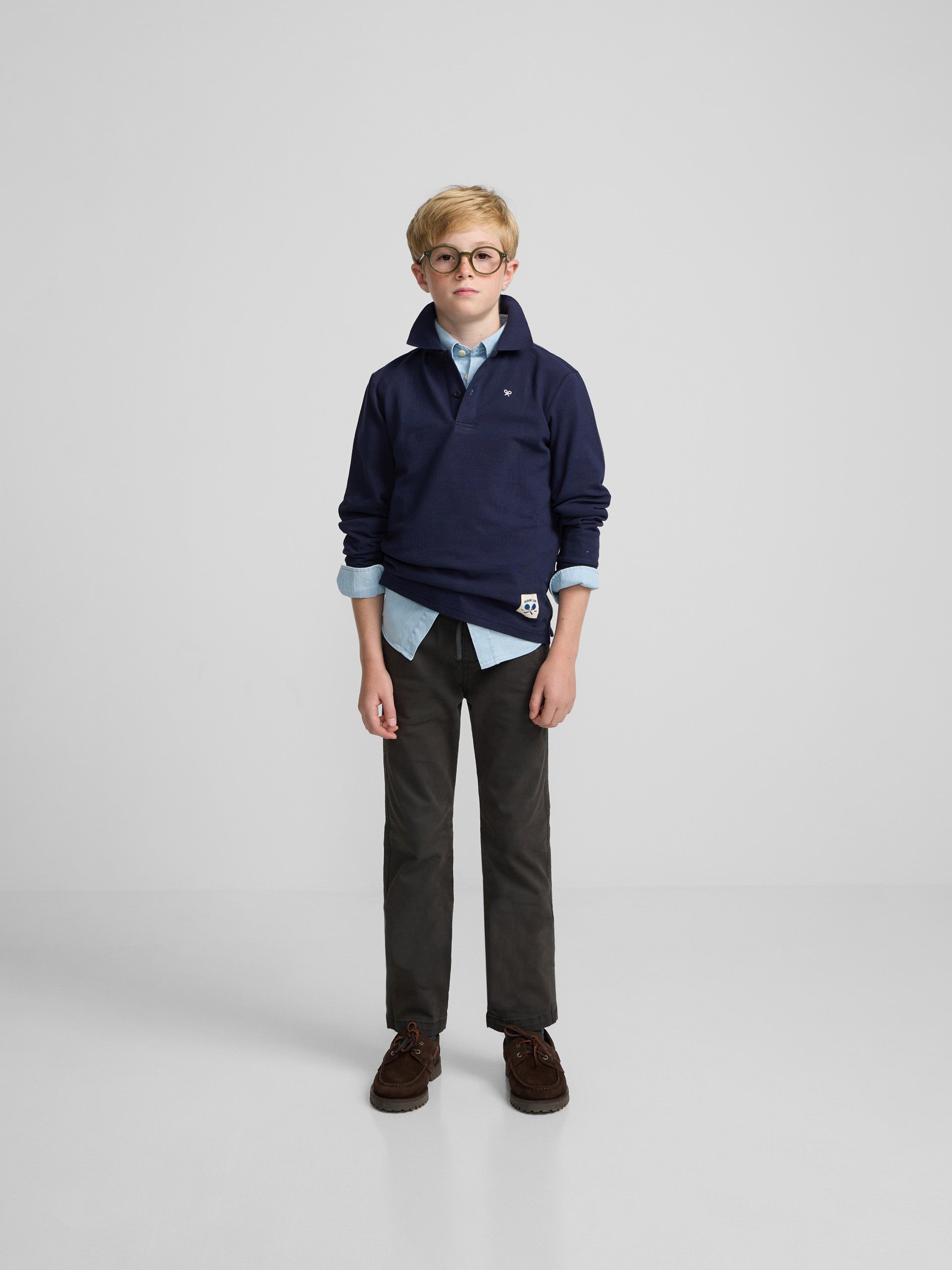 Polo enfant patch bleu marine