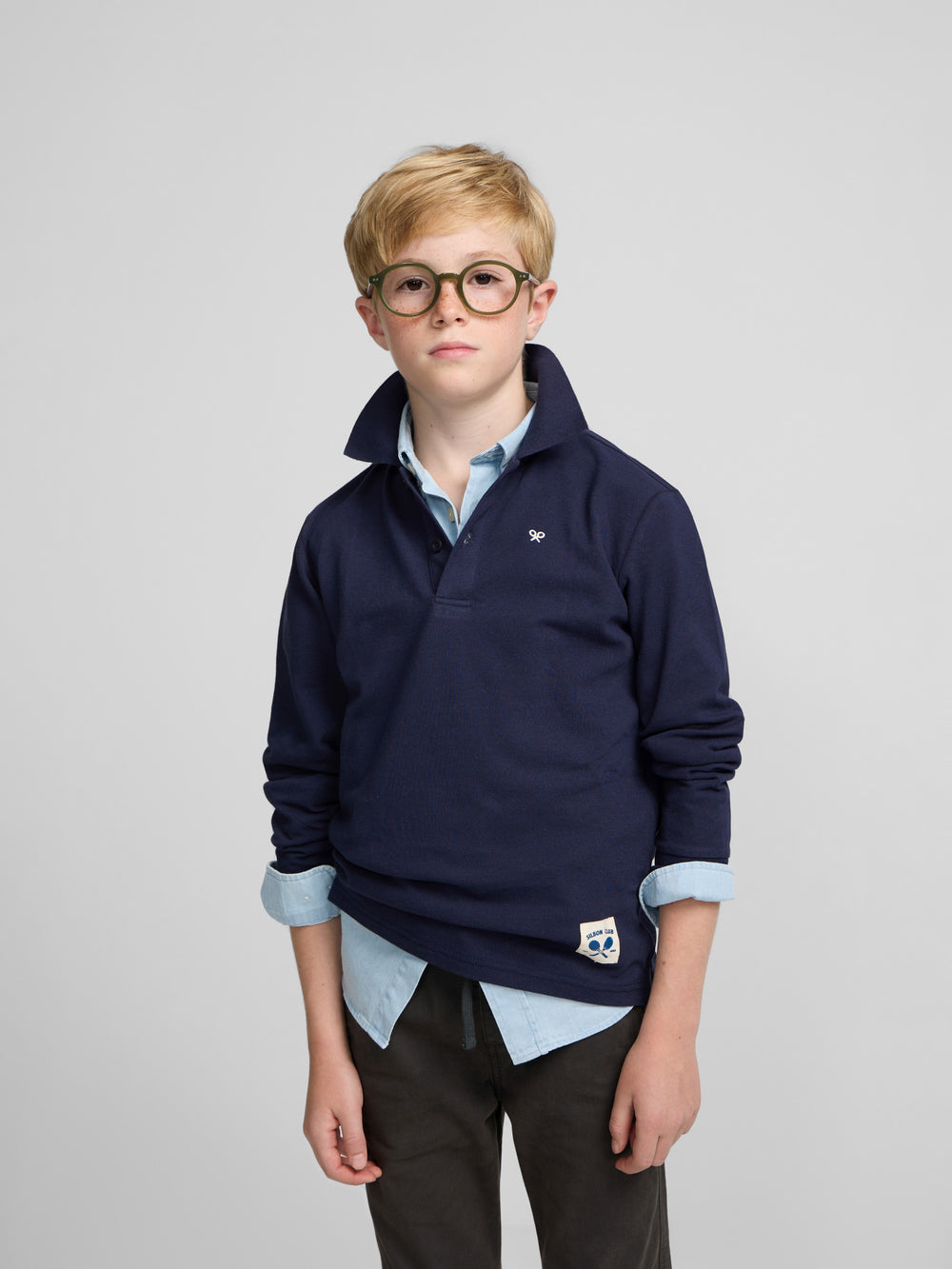 Polo enfant patch bleu marine