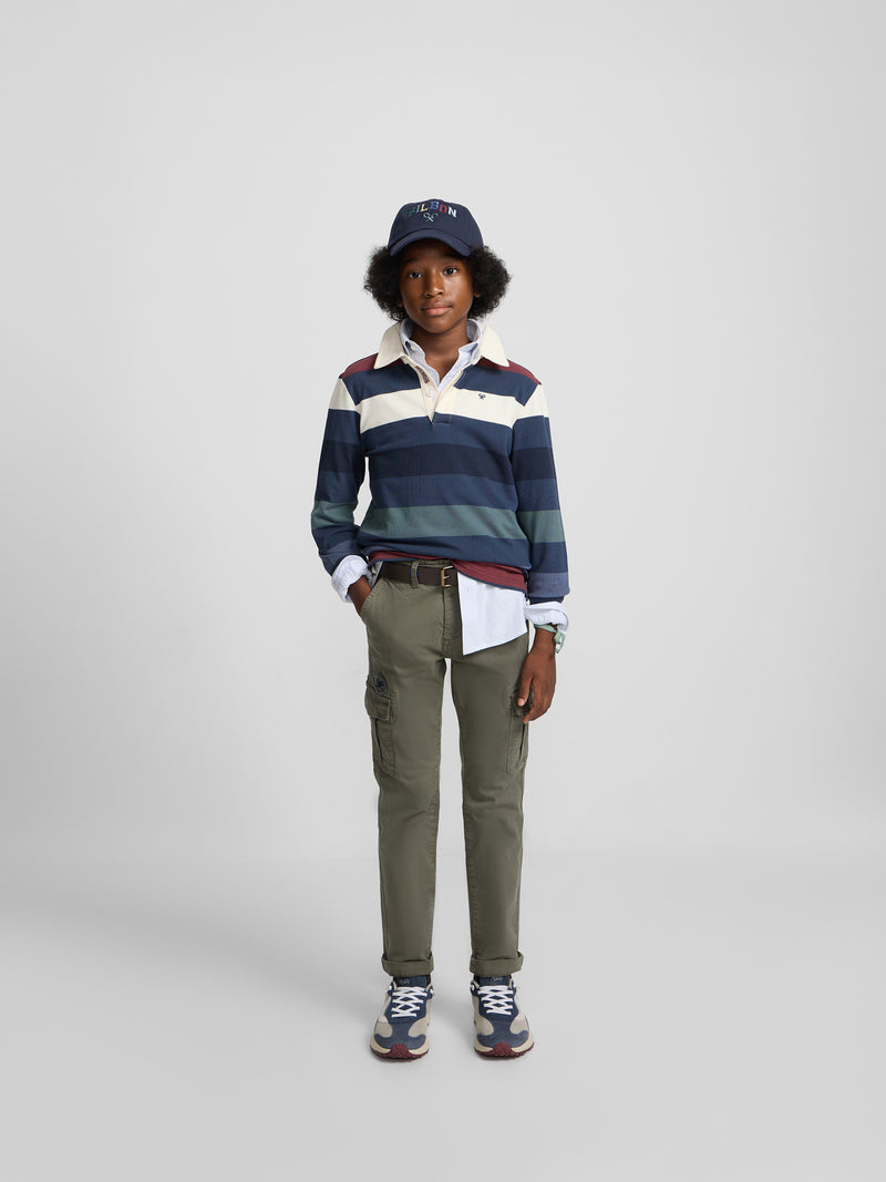 Polo kids rayas colores marino