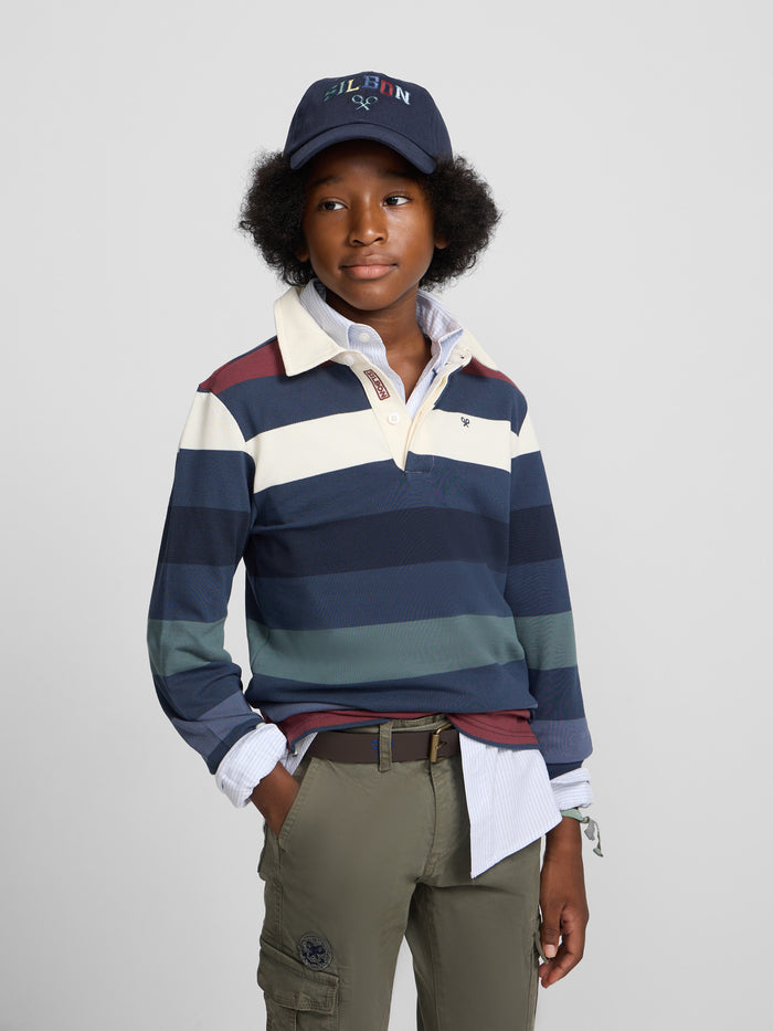 Polo kids rayas colores marino