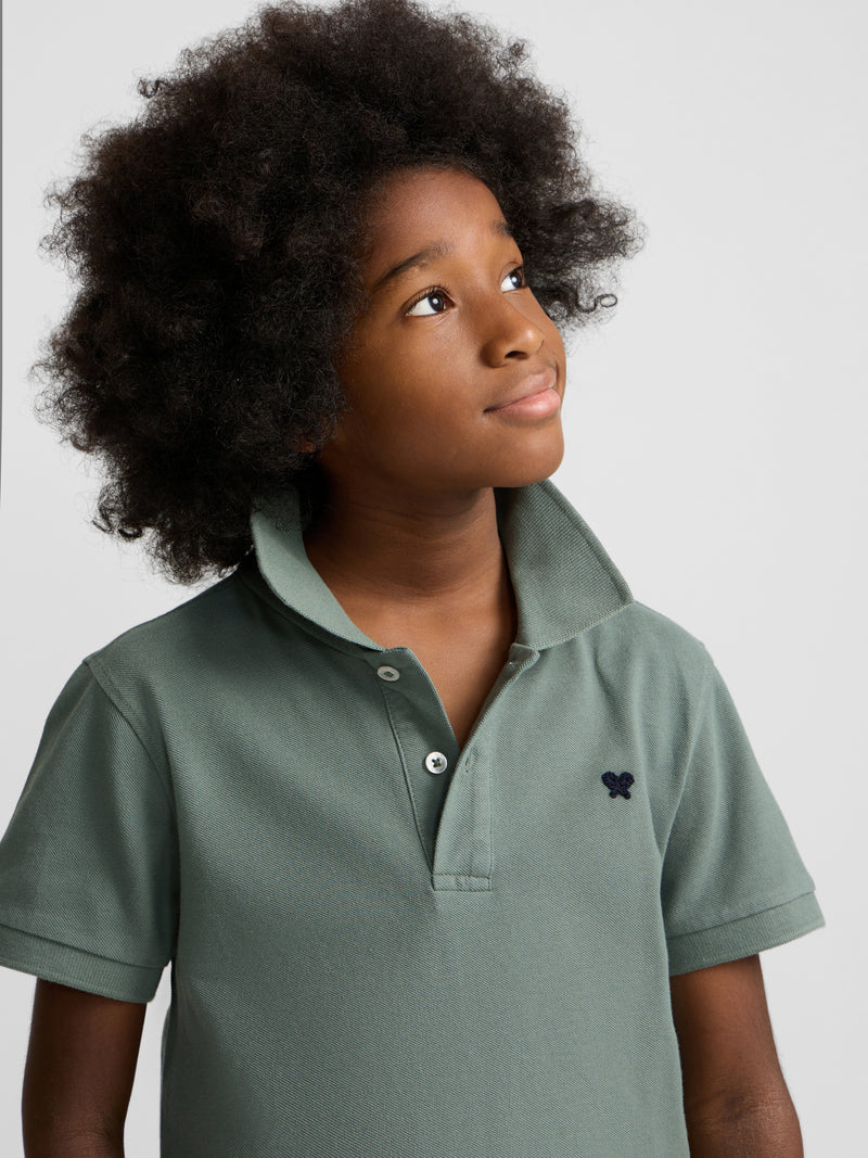 Polo enfant raquette vert foncé