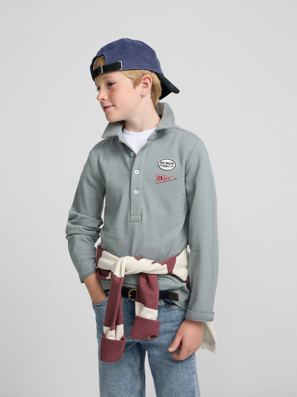 Polo enfant vert à patchs