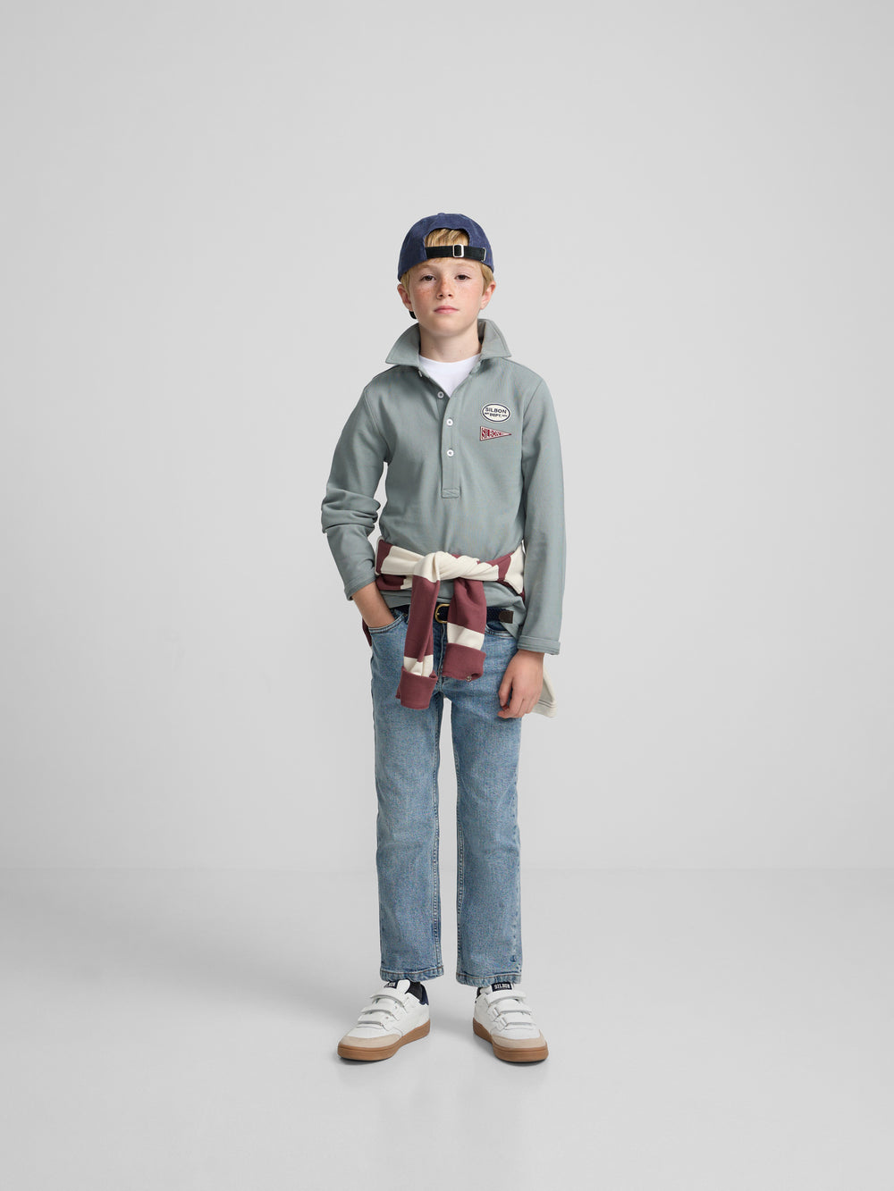 Polo enfant vert à patchs