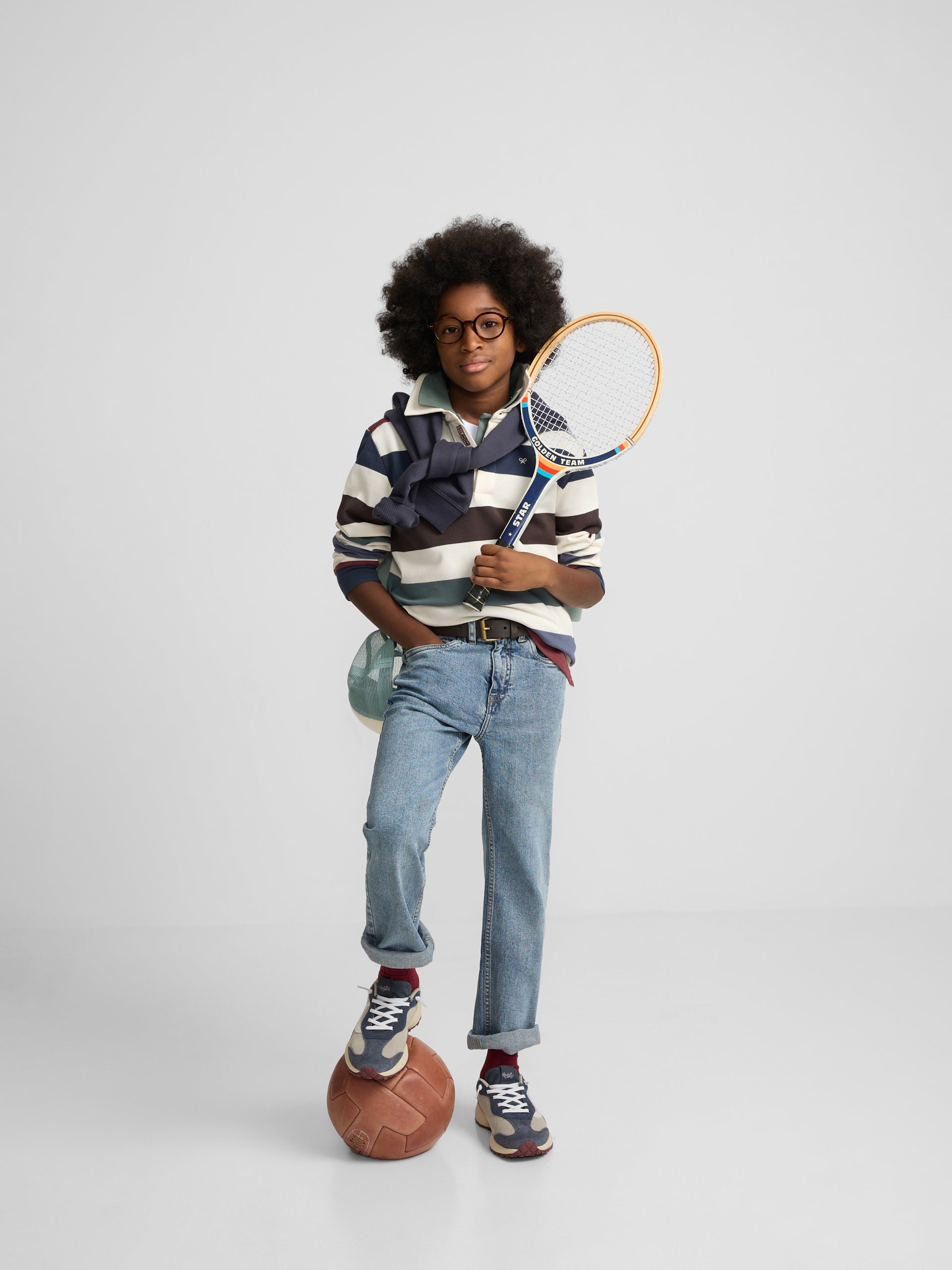Polo kids rayas colores crema