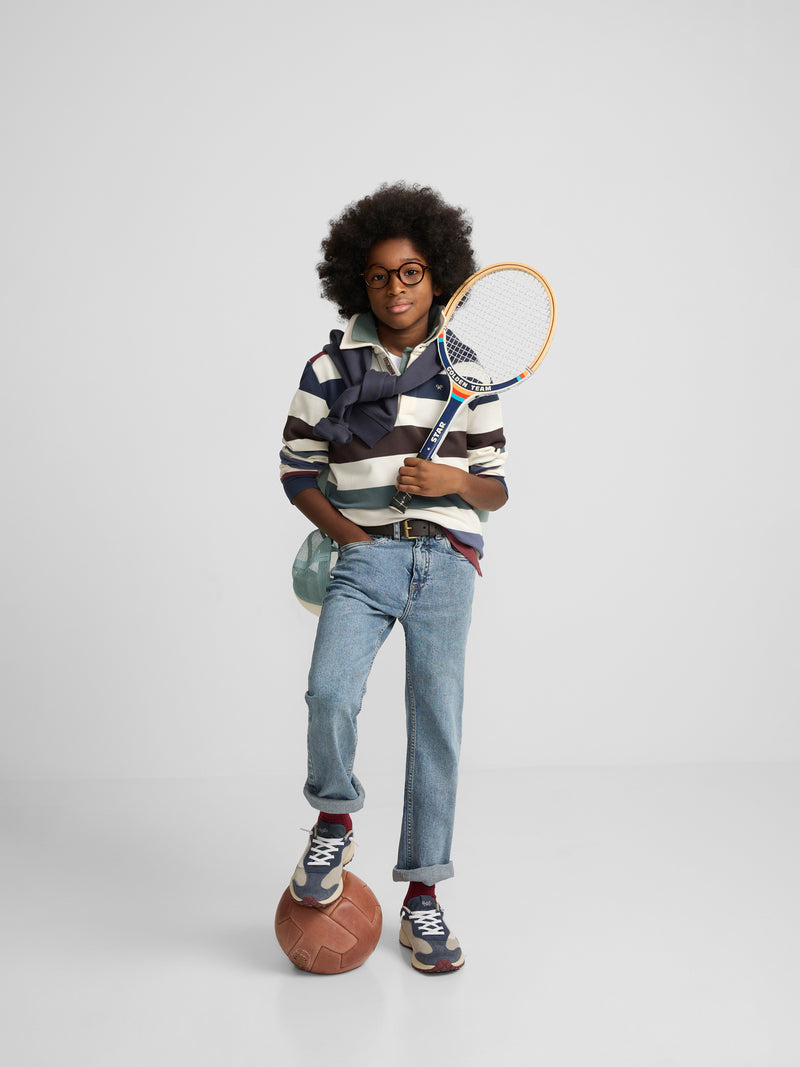 Polo enfant à rayures crème multicolores