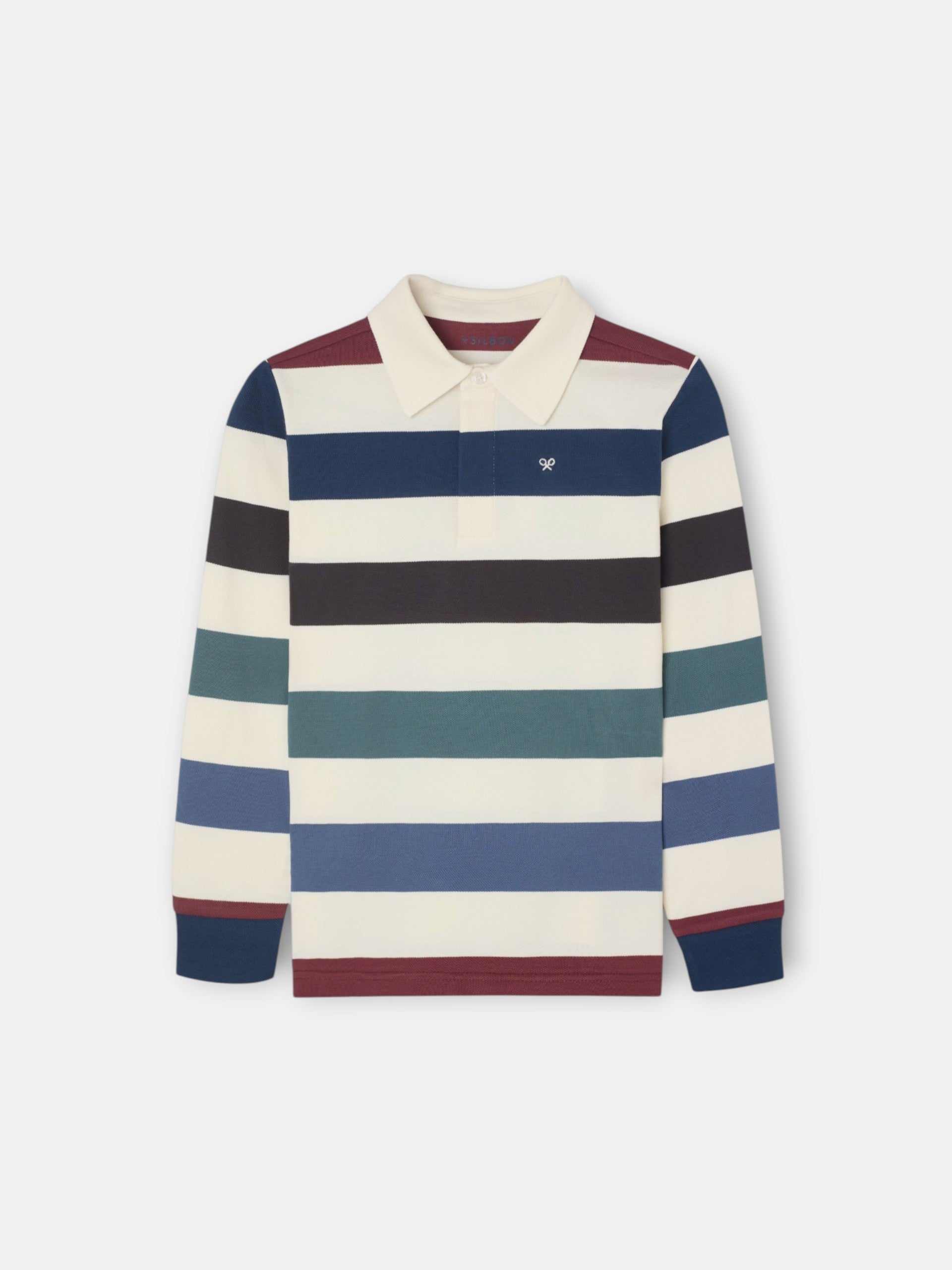 Polo kids rayas colores crema