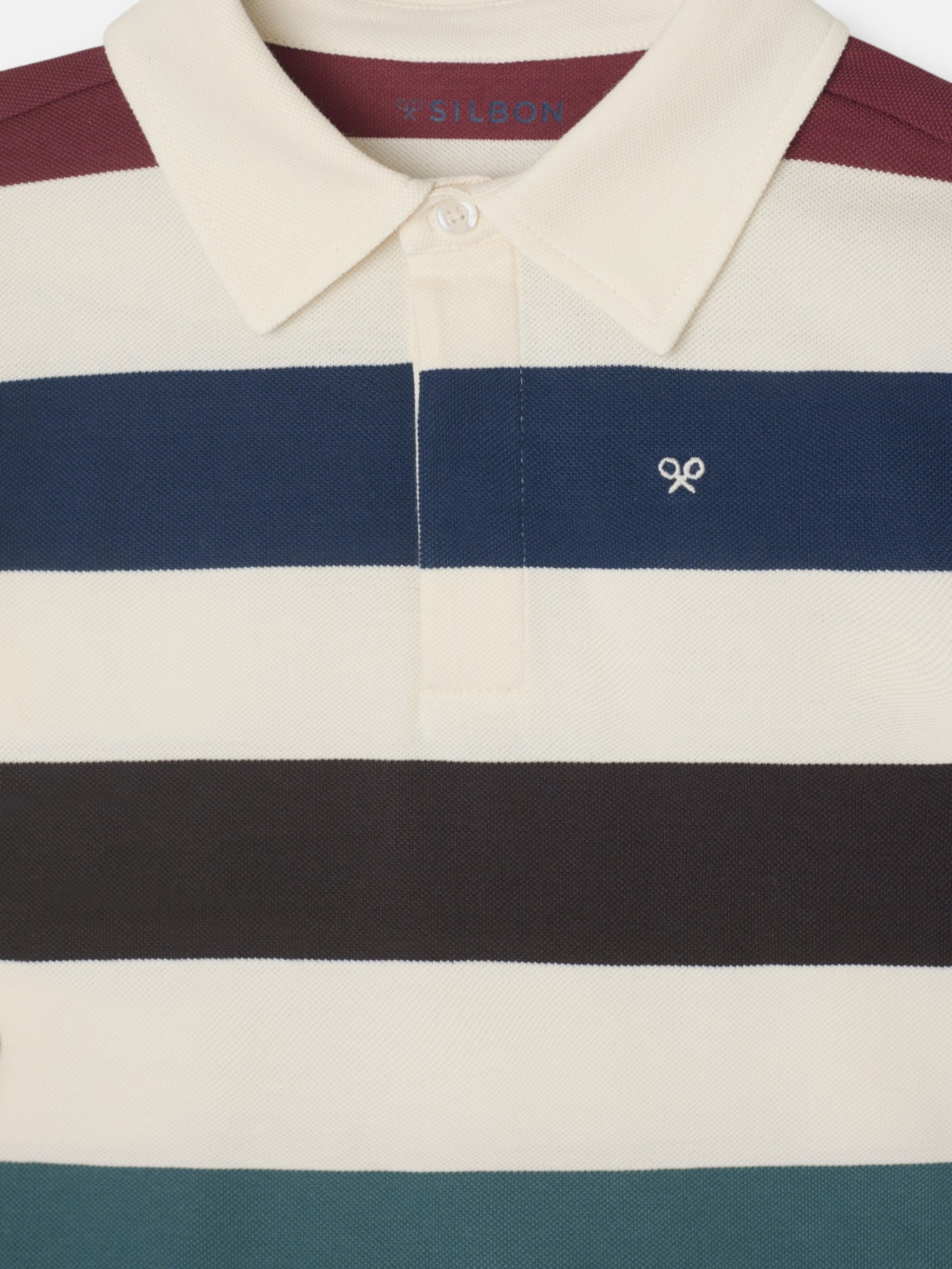 Polo kids rayas colores crema