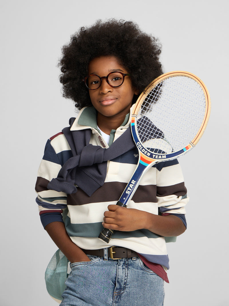 Polo enfant à rayures crème multicolores