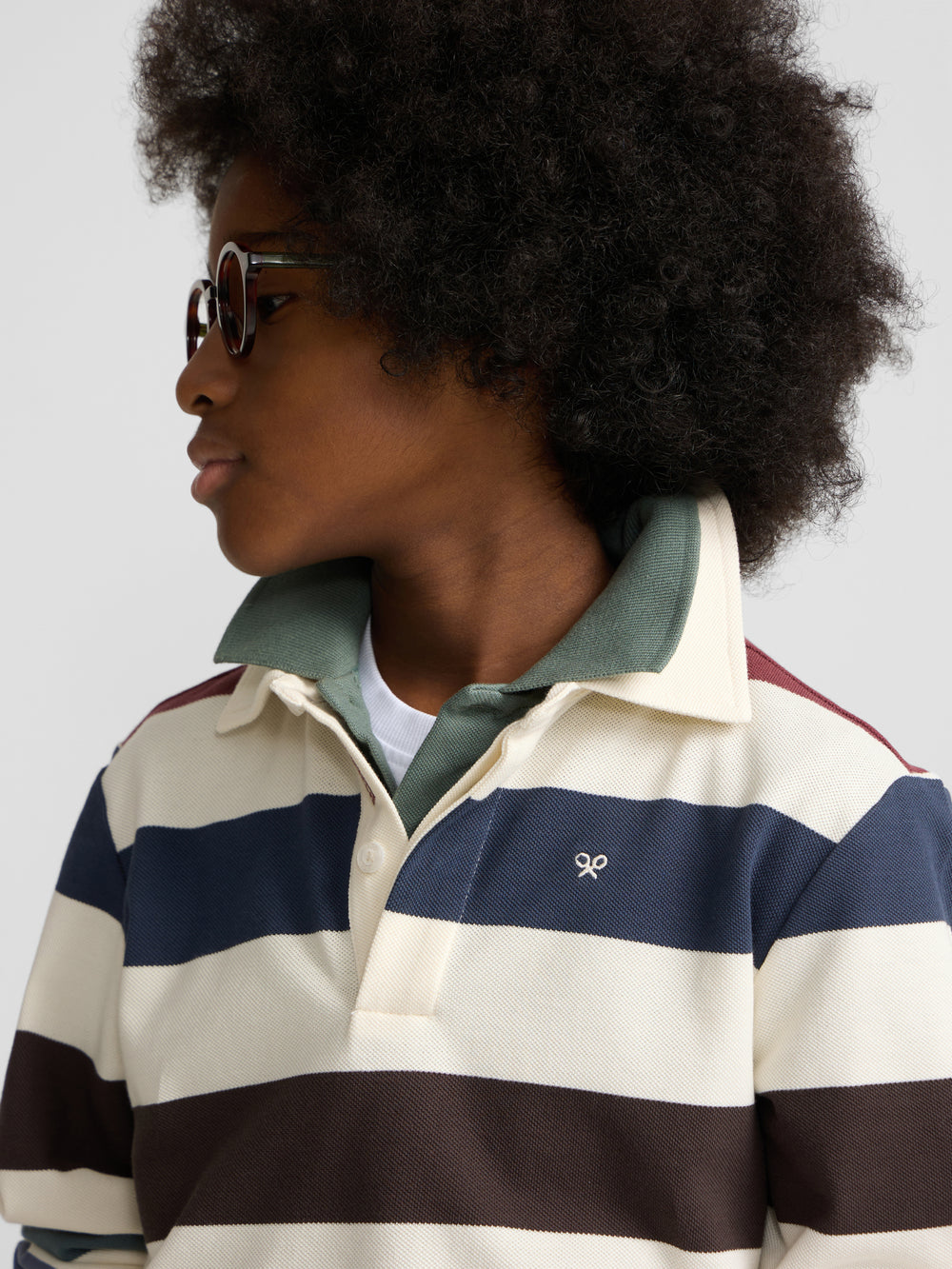 Polo kids rayas colores crema