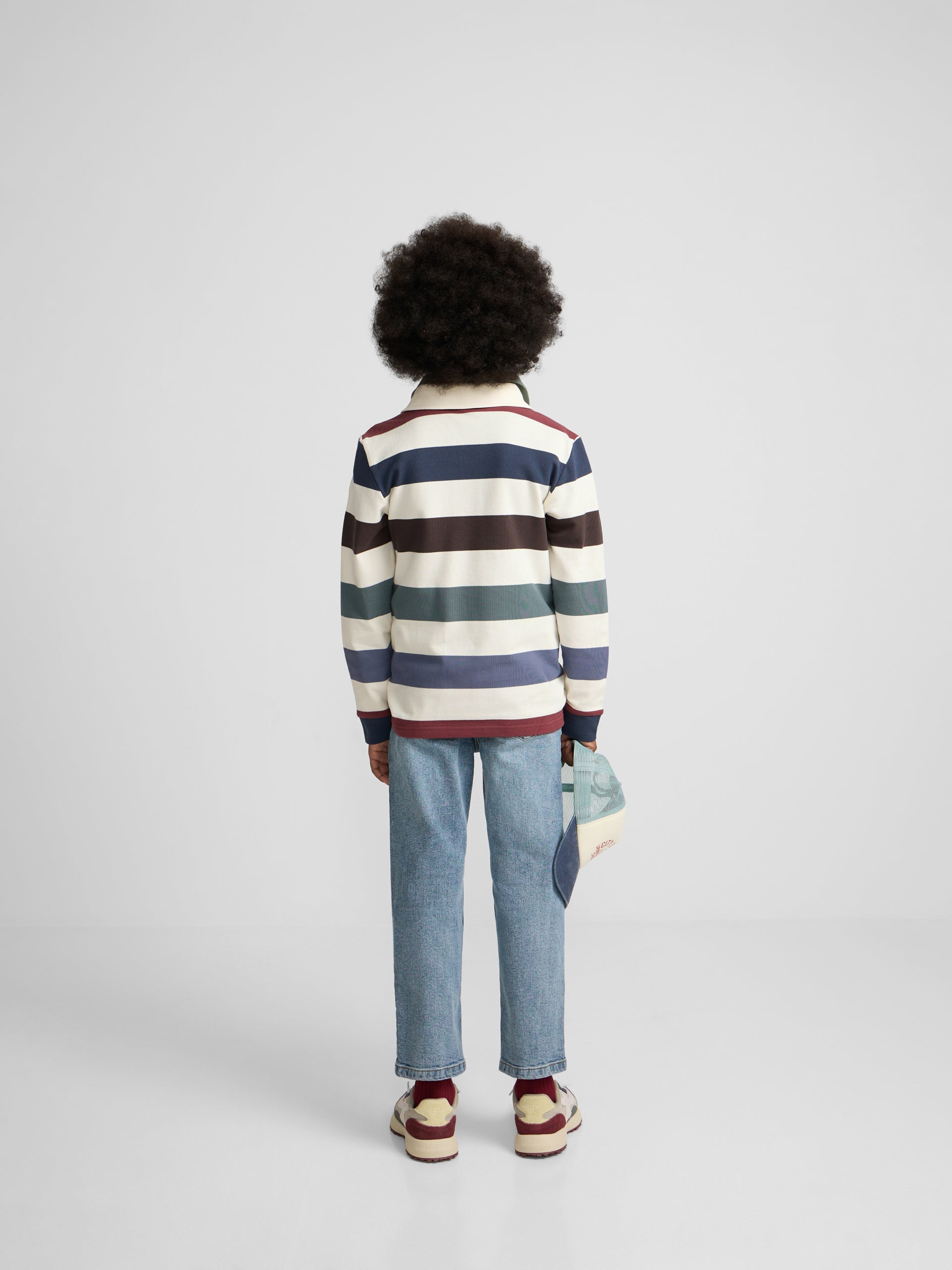 Polo kids rayas colores crema