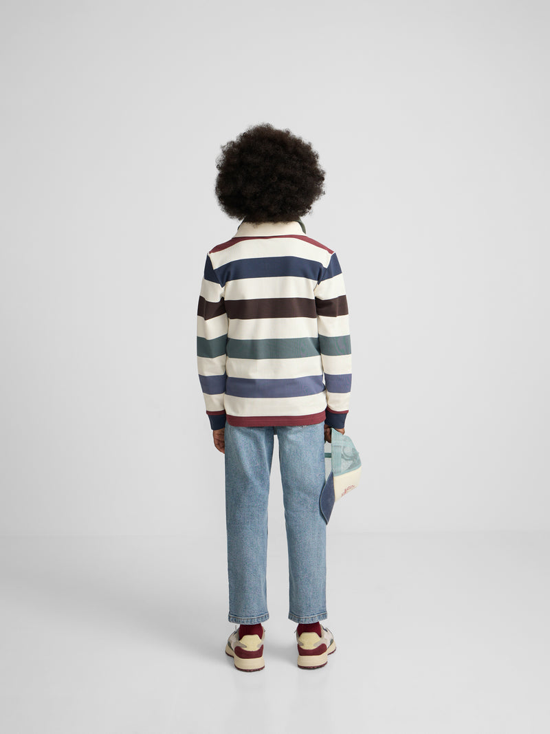 Polo enfant à rayures crème multicolores