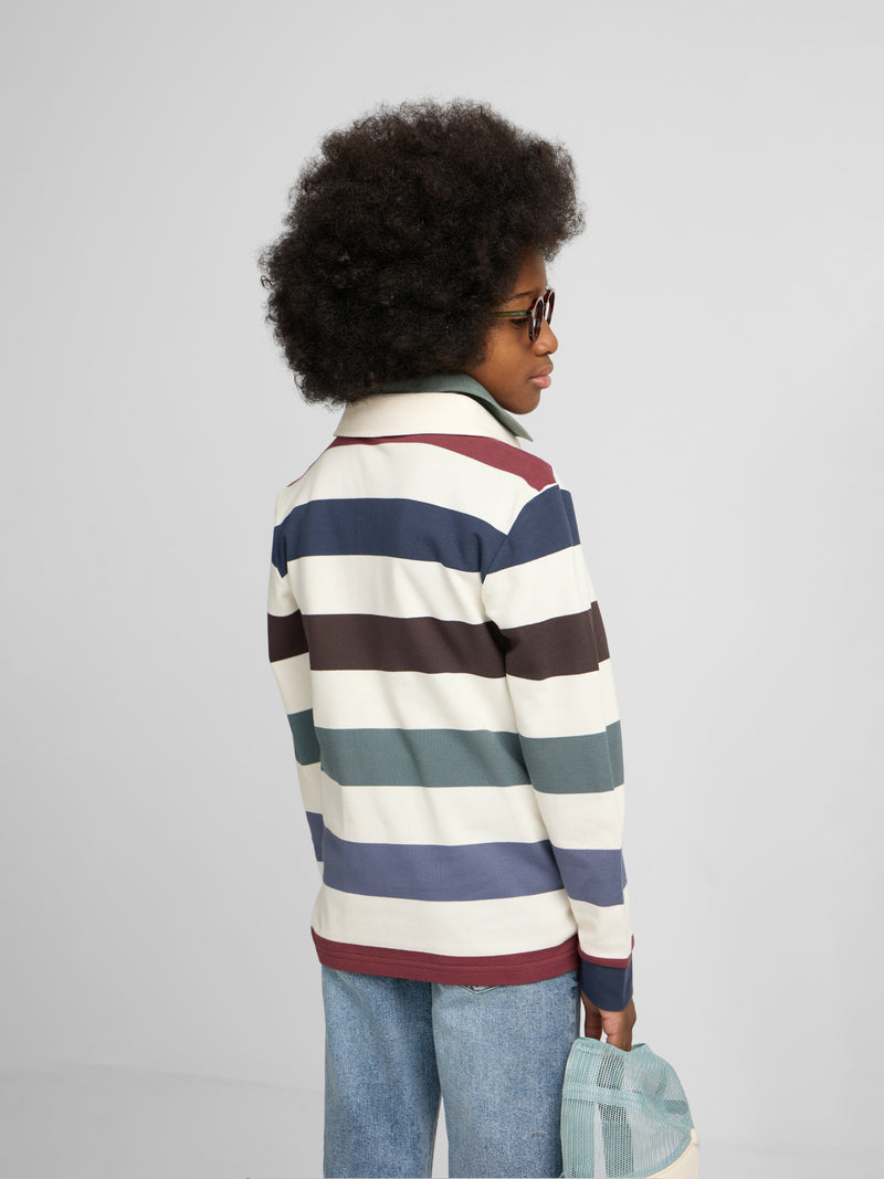 Polo enfant à rayures crème multicolores