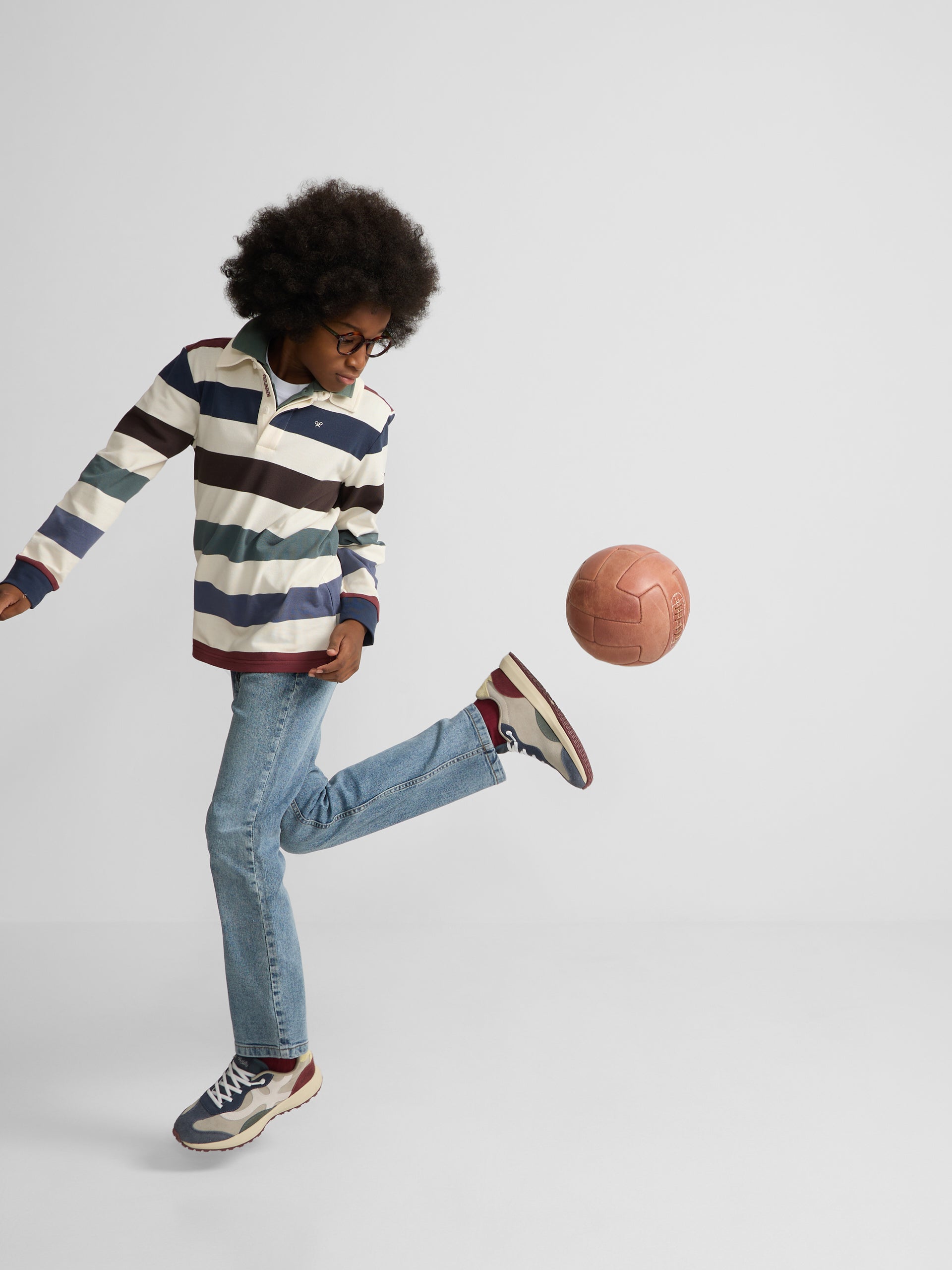 Polo kids rayas colores crema