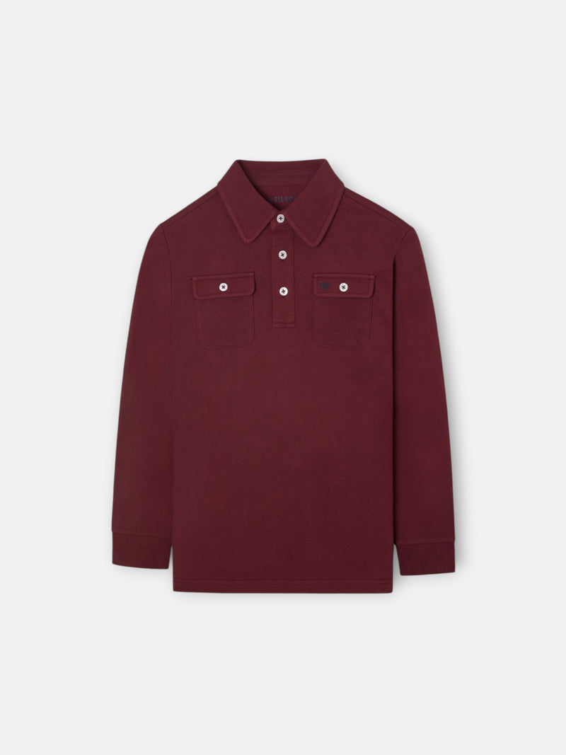 Kids burgundy polo with pockets