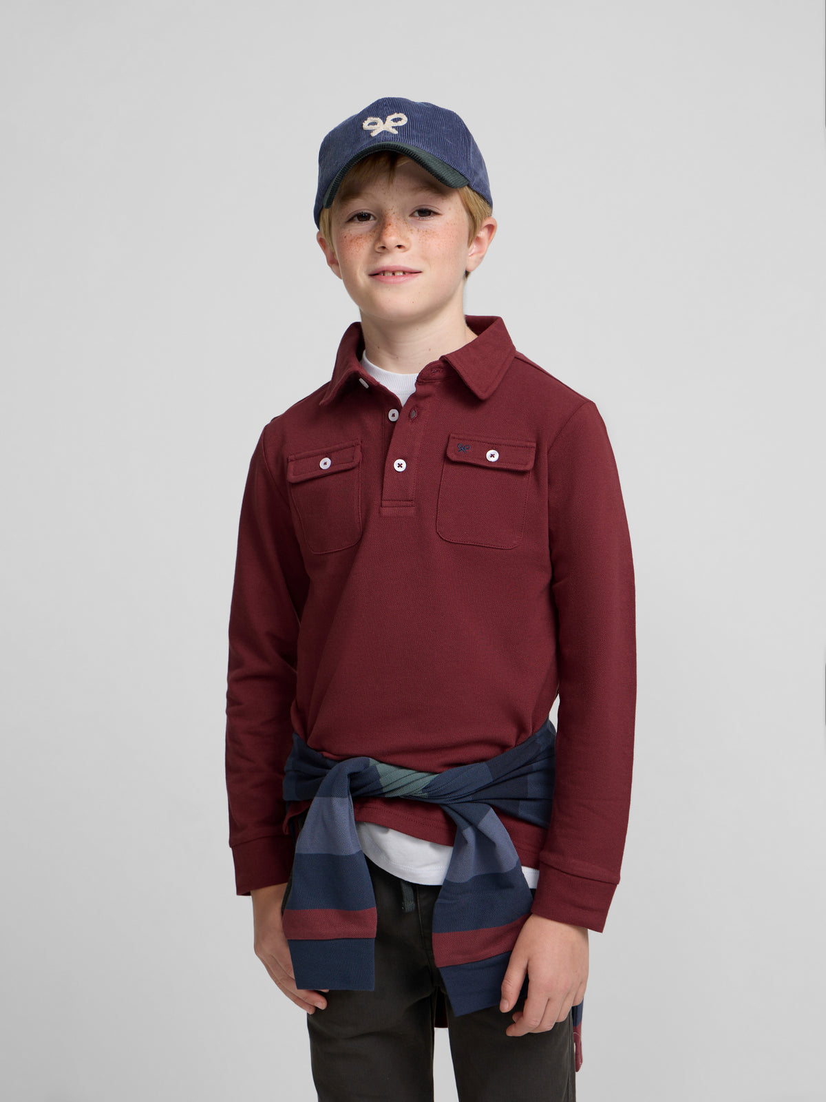 Polo kids bolsillos burdeos