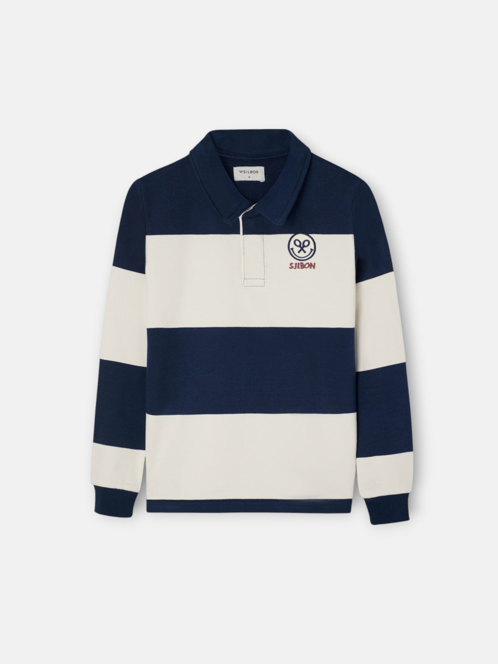 Sudadera kids cuello polo rayas smile azul marino