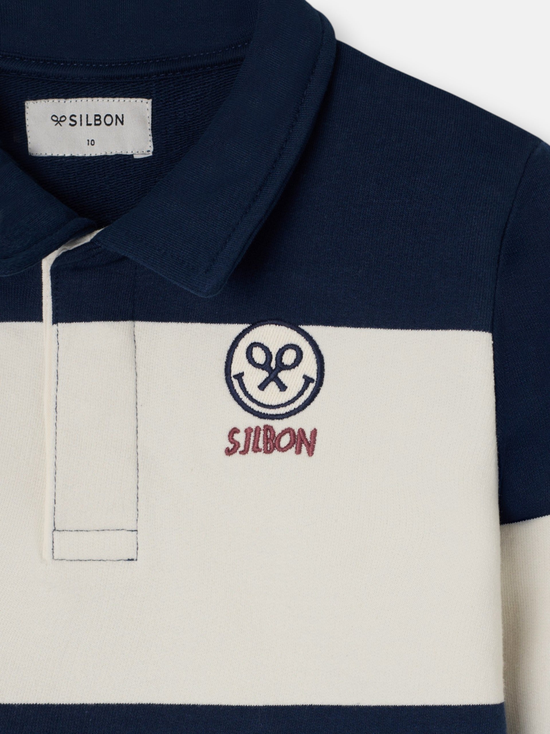 Sudadera kids cuello polo rayas smile azul marino