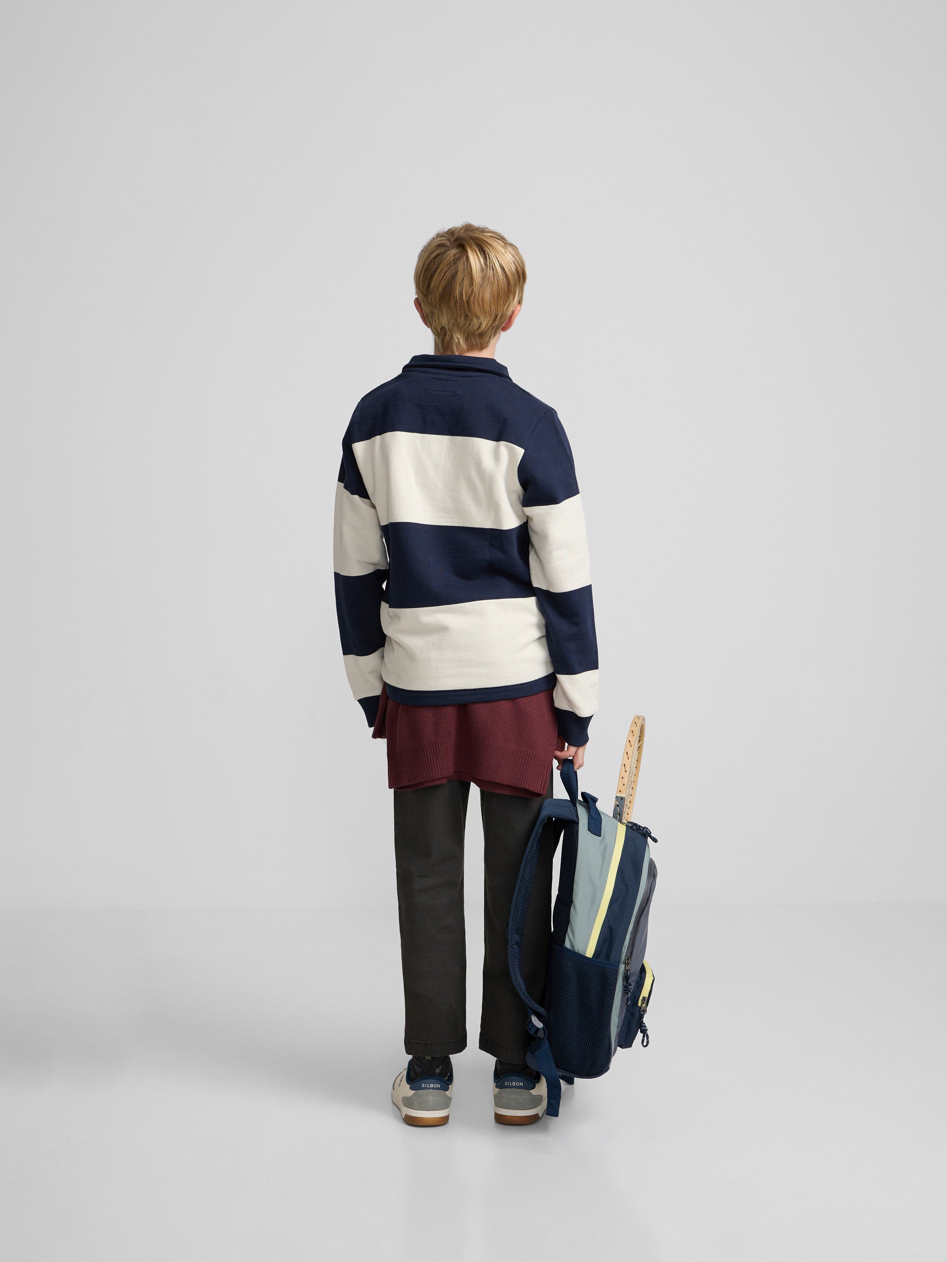 Sweat-shirt enfant col polo rayé smile bleu marine