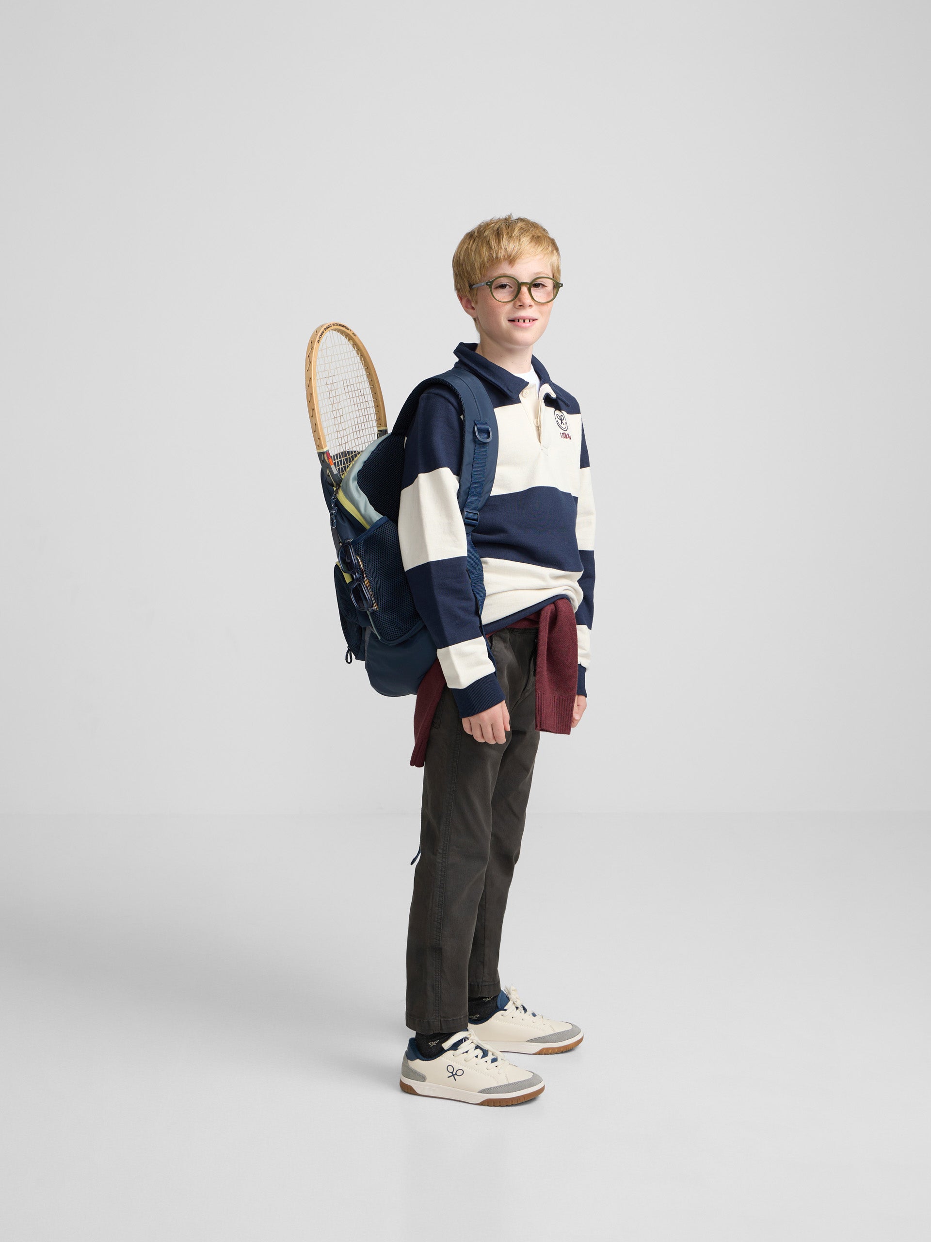 Sweat-shirt enfant col polo rayé smile bleu marine