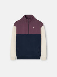 Sudadera kids media cremallera bloques azul marino