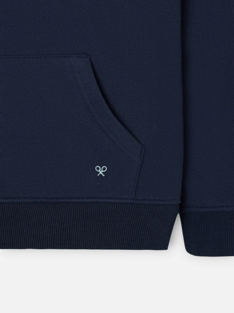 Sudadera kids capucha parche contraste azul marino