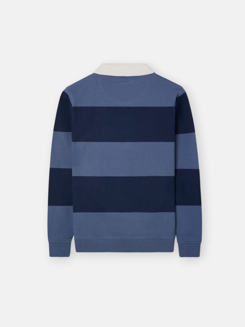 Sudadera kids cuello polo raya ancha azul marino