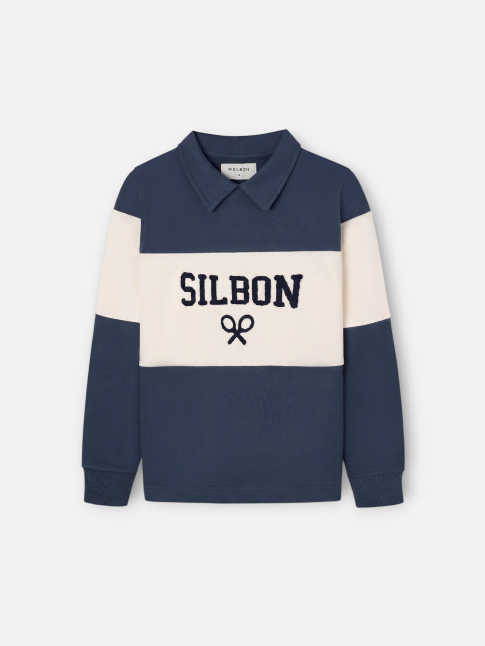 Sudadera kids cuello polo bloque azul marino