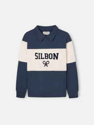 Sudadera kids cuello polo bloque azul marino