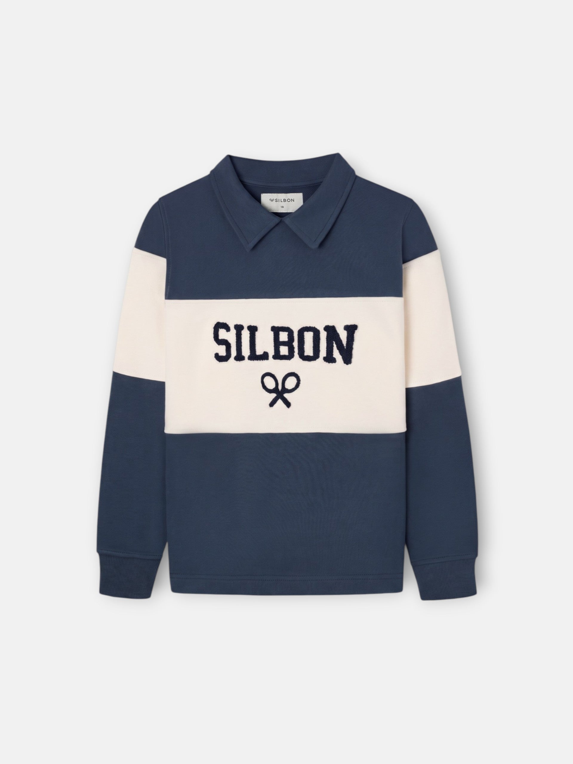 Sudadera kids cuello polo bloque azul marino