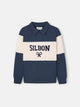 Sudadera kids cuello polo bloque azul marino