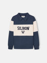 Sudadera kids cuello polo bloque azul marino